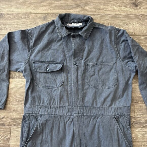 Vtg Champion Mens Coveralls Mechanic Jumpsuit Blue Grey Size 44x32 Workwear RARE - Picture 2 of 16